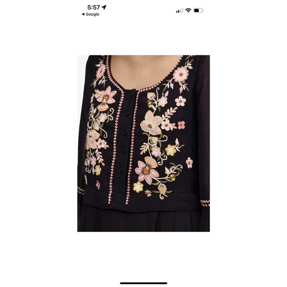 French Connection Sunshine Bloom Gypsy Dress 0 XS Blue Pink Floral Embroidered - Picture 3 of 16